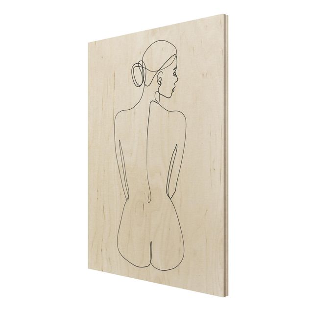Stampa su legno - Line Art Nudes Torna Bianco e nero - Verticale 4:3