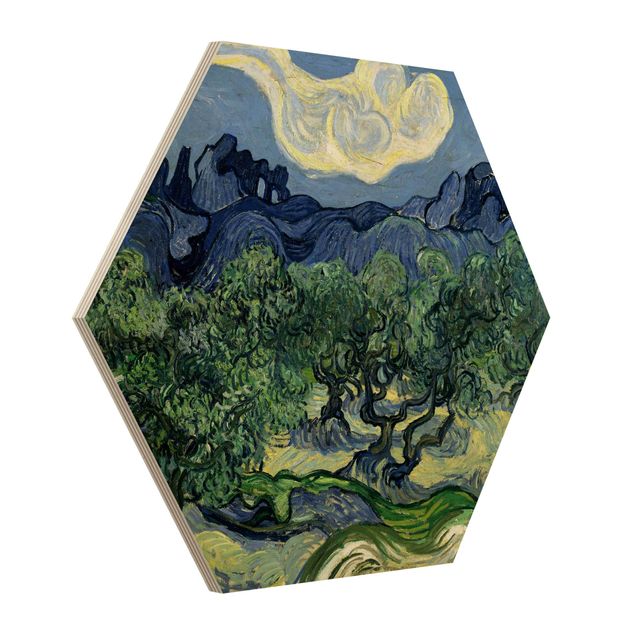 Esagono in legno - Vincent Van Gogh - Ulivi