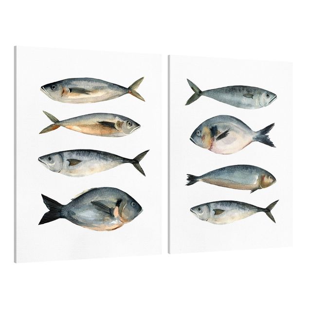 Stampe su tela animali Otto pesci in acquerello I