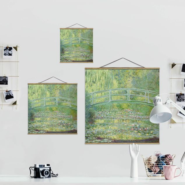 Quadro su tessuto con stecche per poster - Claude Monet - Ponte giapponese - Quadrato 1:1