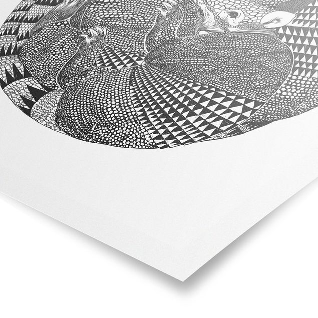 Poster - Illustrazione del modello Armadillos Bianco e nero - Verticale 4:3