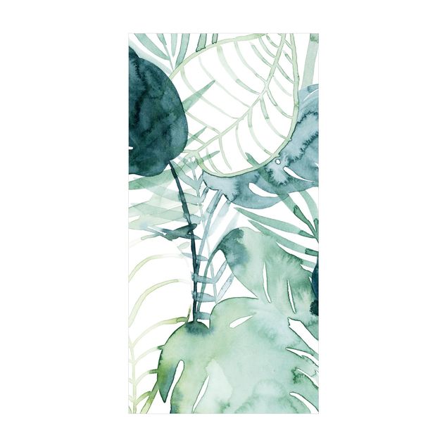 Tappeti verdi Fronde di palma colorate ad acqua II