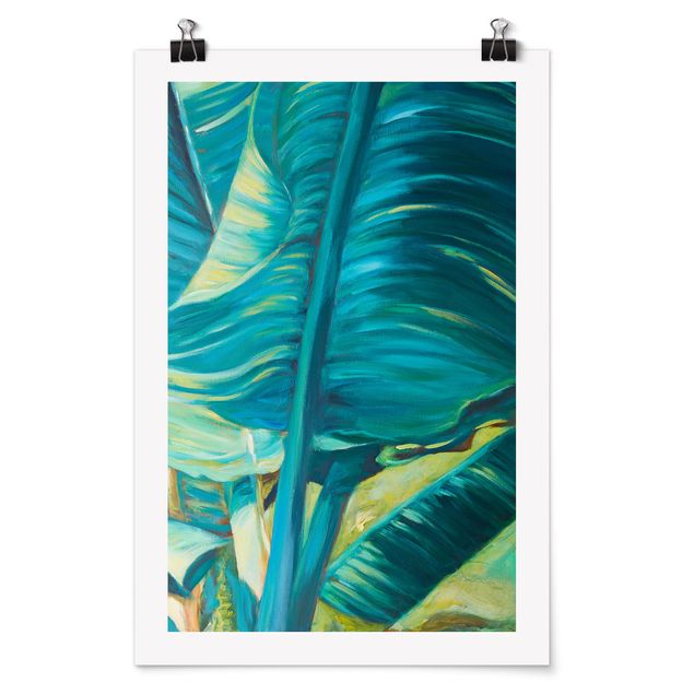 Poster - Banana Leaf Con Turchese I - Verticale 3:2