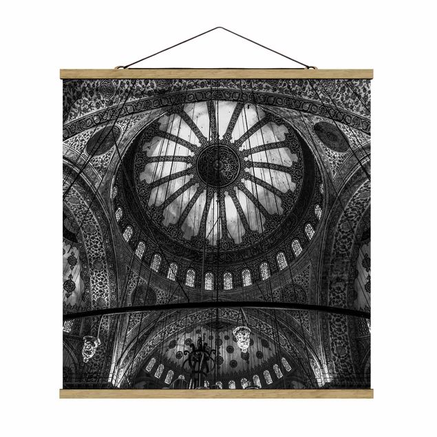 Quadro su tessuto con stecche per poster - Le cupole della Moschea Blu - Quadrato 1:1
