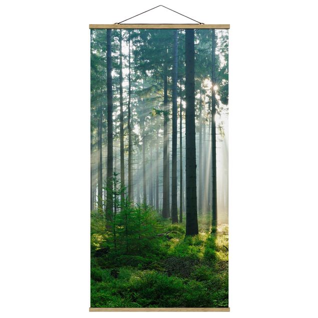 Quadro su tessuto con stecche per poster - Enlightened Foresta - Verticale 2:1
