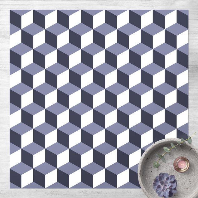 Tappeto per balcone Mix di piastrelle geometriche Cubi Viola