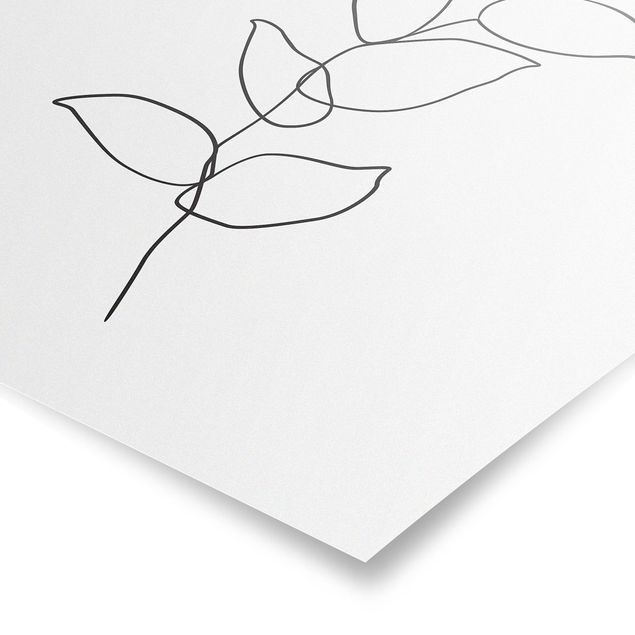 Poster - Line Art ramo bianco e nero - Quadrato 1:1