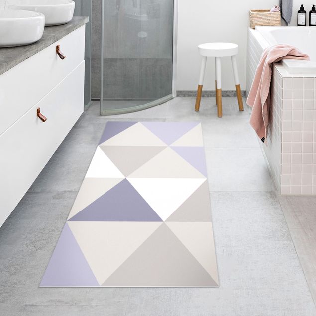 Tappeti moderni soggiorno Motivo geometrico triangolo inclinato color lilla