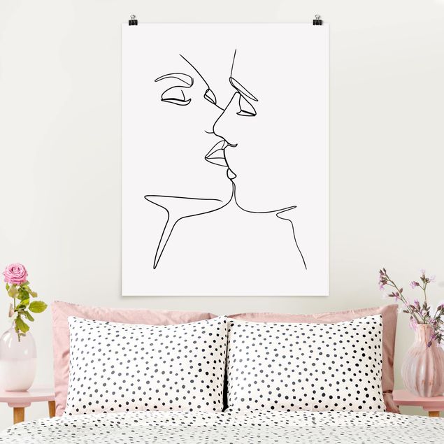 Poster Line Art Line Art - Facce da bacio Bianco e Nero