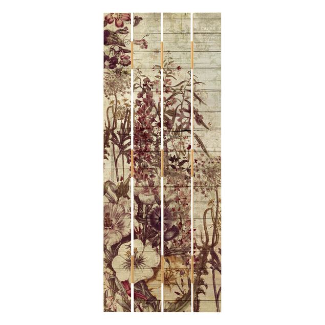 Stampa su legno - Vintage Floral Woodlook - Verticale 5:2