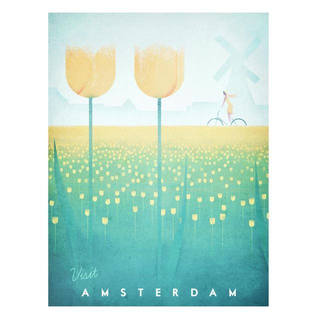 Lavagna magnetica - Poster viaggio - Amsterdam - Formato verticale 4:3