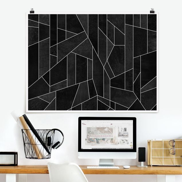 Poster acquerello Acquerello geometrico in bianco e nero