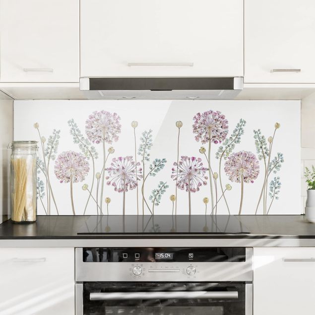 paraschizzi cucina vetro magnetico Illustrazione di Allium
