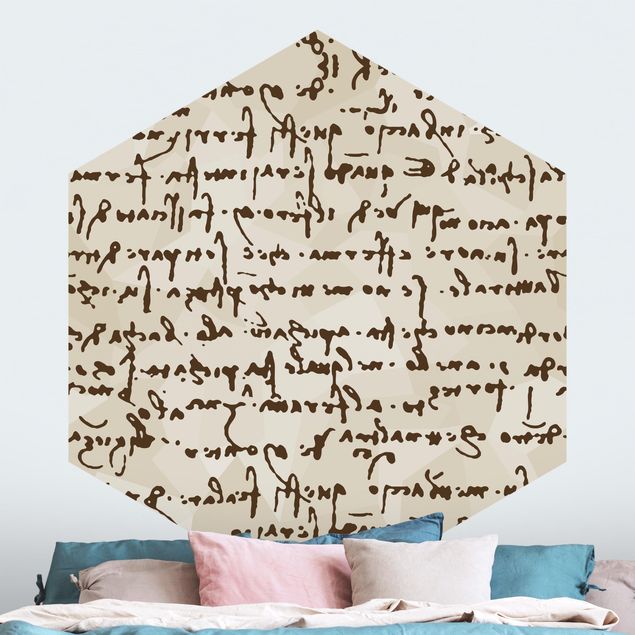 Carta da parati esagonale adesiva con disegni - Il manoscritto di da Vinci