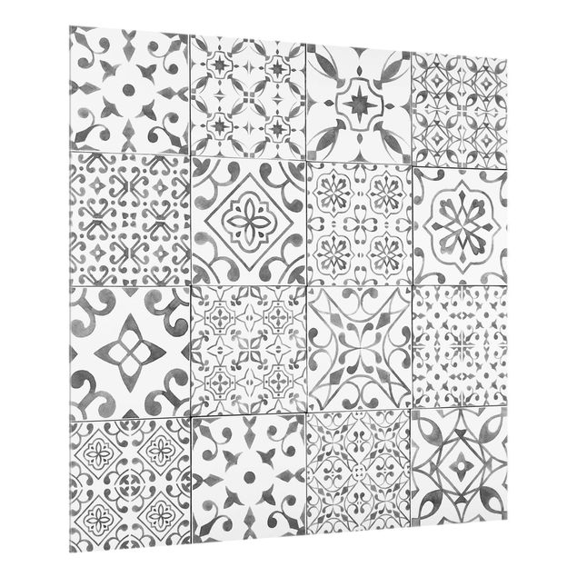 Paraschizzi in vetro - Pattern Tiles Gray White