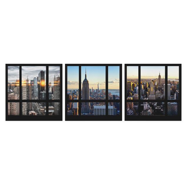 Stampa su tela 3 parti - Window Views Of New York - Quadrato 1:1