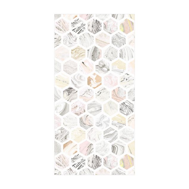 Tappeti effetto pietra Esagoni di marmo in beige