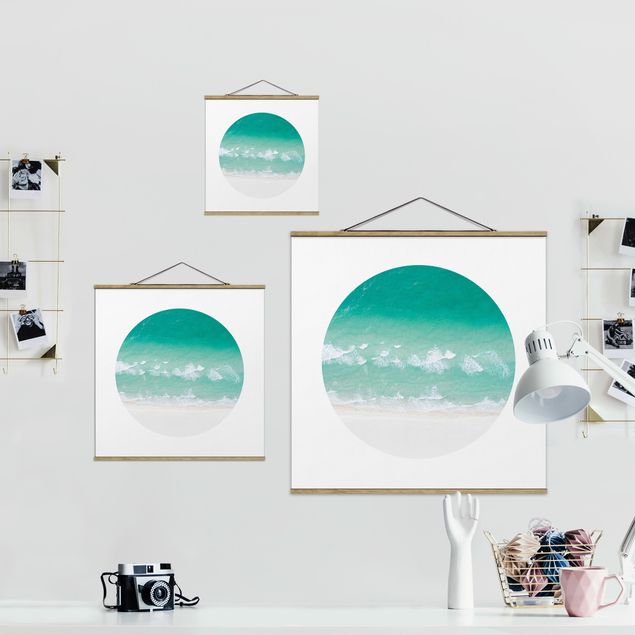 Foto su tessuto da parete con bastone - Il mare in un cerchio - Quadrato 1:1