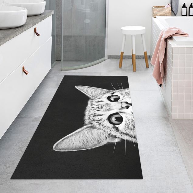 Tappeti moderni soggiorno Illustrazione - Gatto Disegno in bianco e nero