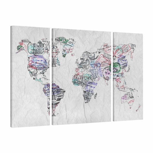 Quadri su tela Timbro per passaporto mappa del mondo