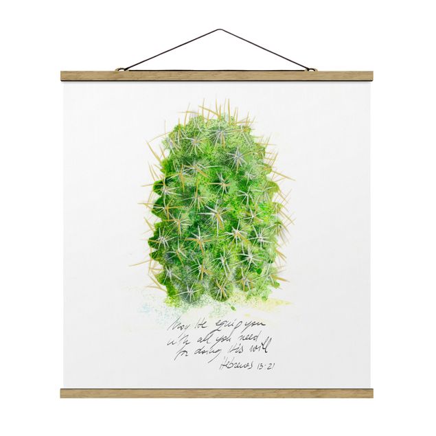 Quadro su tessuto con stecche per poster - Cactus Con I versetti biblici - Quadrato 1:1