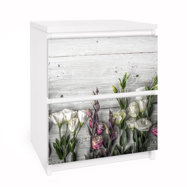 Carta Adesiva Per Mobili Ikea Malm Cassettiera 2xcassetti Tulip Rose Shabby Wood Look