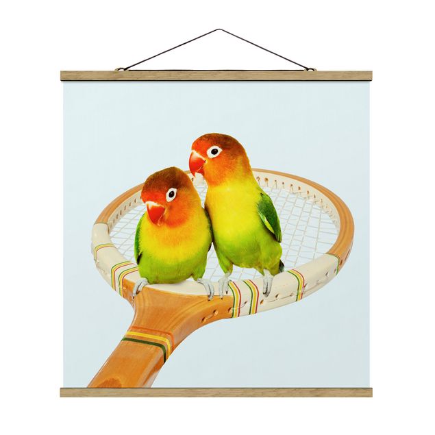 Foto su tessuto da parete con bastone - Tennis Con Uccelli - Quadrato 1:1