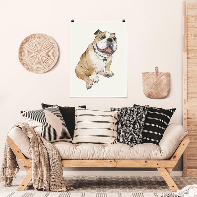 Poster acquerello Illustrazione - Cane Bulldog Pittura