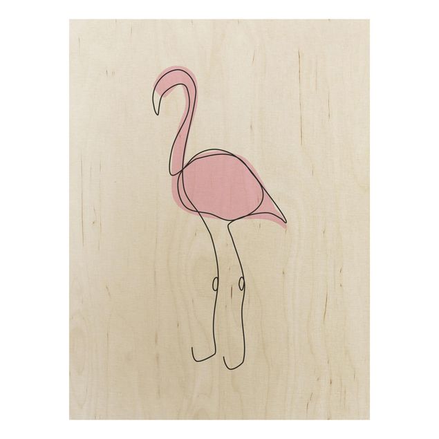 Stampa su legno - Flamingo Line Art - Verticale 4:3