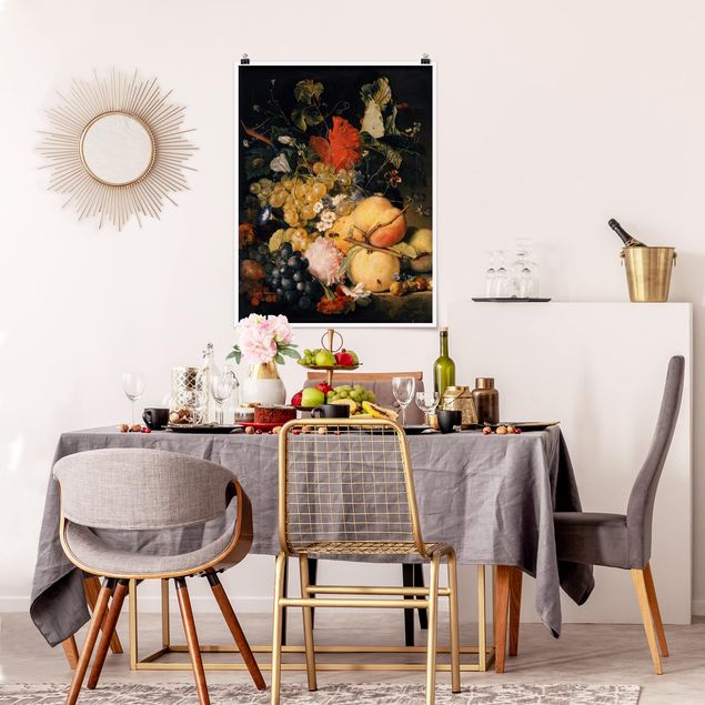 Poster - Jan Van Huysum - Frutta fiori e insetti - Verticale 4:3