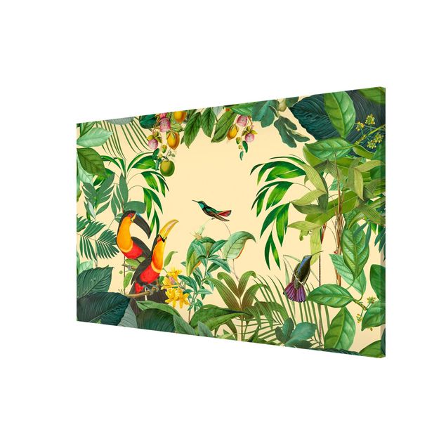 Lavagna magnetica - Vintage Collage - Birds In The Jungle - Formato orizzontale 3:2