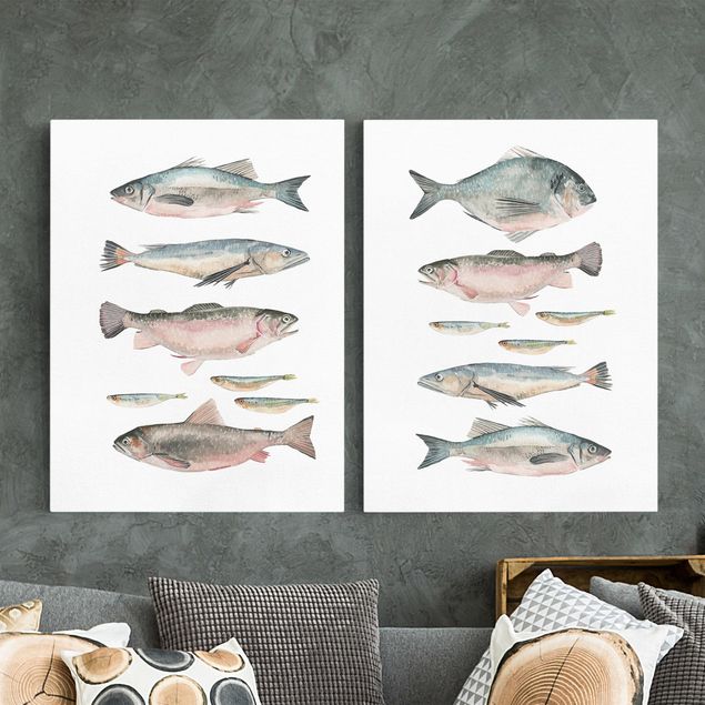 Quadri con pesci Pesce in acquerello Set I