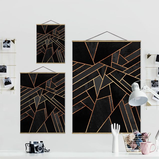 Foto su tessuto da parete con bastone - Elisabeth Fredriksson - Nero Triangoli d'oro - Verticale 4:3
