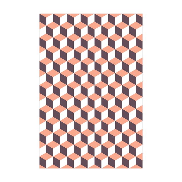 Tappeto bagno arancione Mix di piastrelle geometriche Cubi Arancione