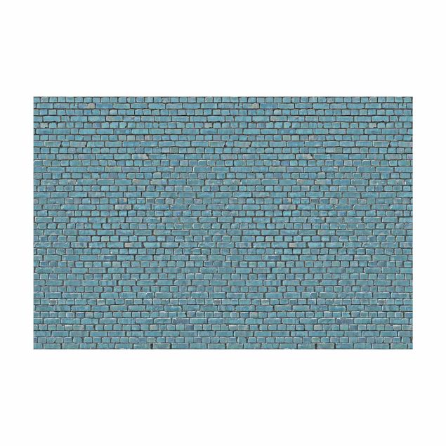 Tappeti effetto pietra Carta da parati effetto mattoni e piastrelle in blu turchese