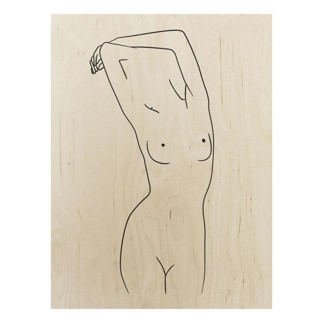 Stampa su legno - Line Art Nudo Bianco e nero - Verticale 4:3