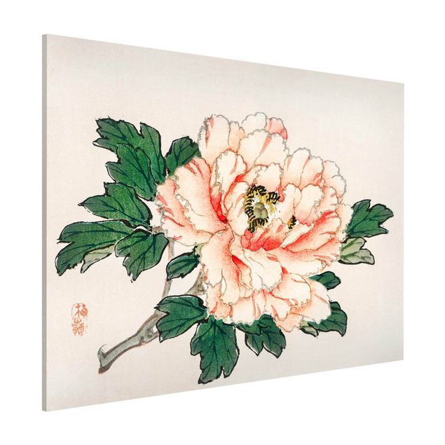 Lavagna magnetica per ufficio Disegno vintage asiatico Crisantemo rosa