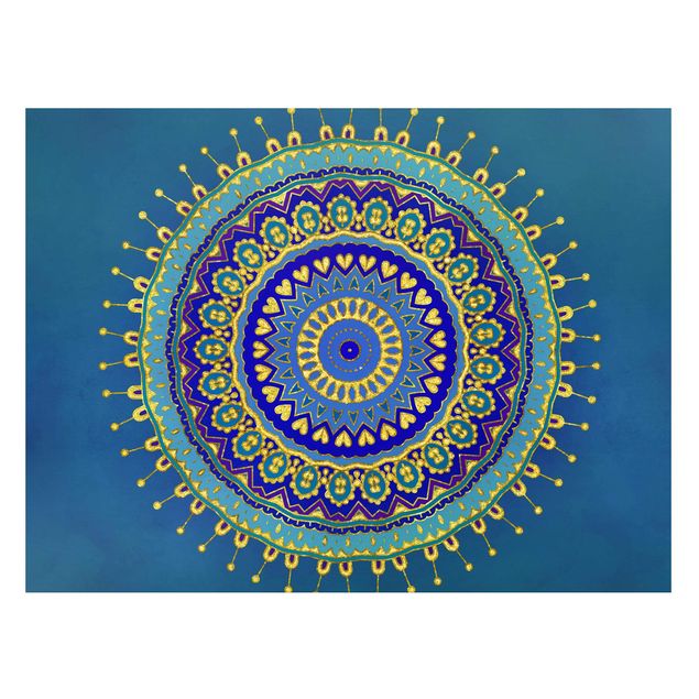 Lavagna magnetica - Mandala Blue Gold - Formato orizzontale 3:4
