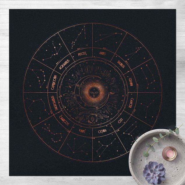 Tappeto da balcone Astrologia I 12 segni zodiacali Oro blu