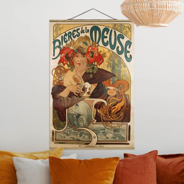 Foto su tessuto da parete con bastone - Alfons Mucha - Poster For La Meuse Beer - Verticale 3:2