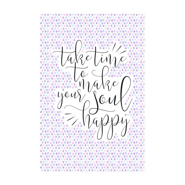Tappeti grandi Take Time To Make Your Soul Happy su puntini acquerello