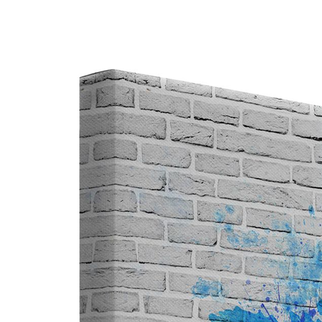 Stampa su tela 3 parti - White brick wall world map - Trittico