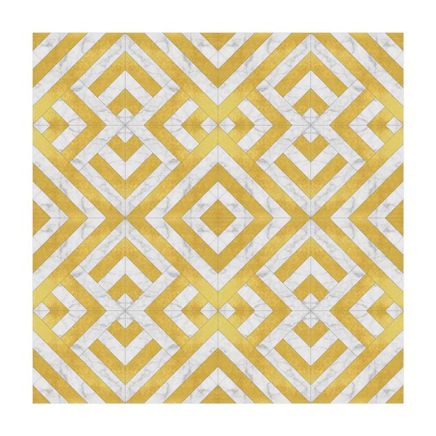 Tappeti effetto pietra Mix di piastrelle geometriche Art Déco in marmo dorato