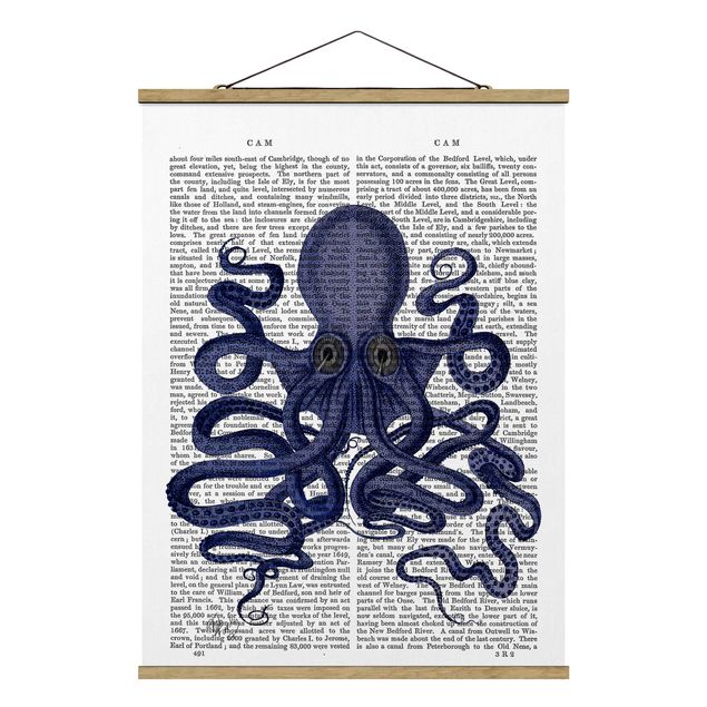 Foto su tessuto da parete con bastone - Animal Reading - Octopus - Verticale 4:3