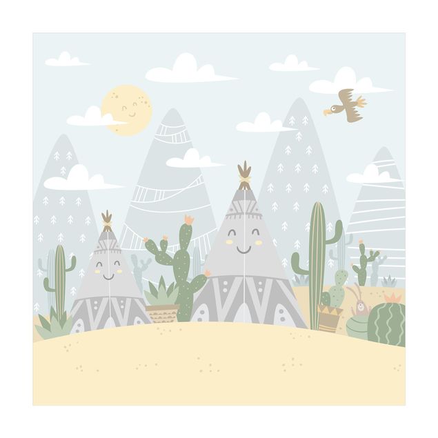 Tappeti bagno grandi Tepee con cactus