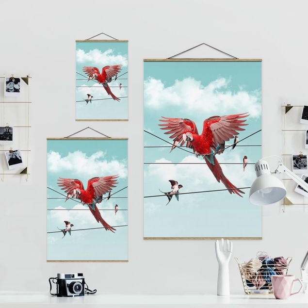 Foto su tessuto da parete con bastone - Cielo Con Uccelli - Verticale 3:2