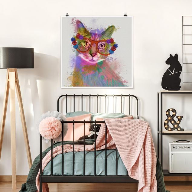 quadri con animali Gatto con schizzi arcobaleno