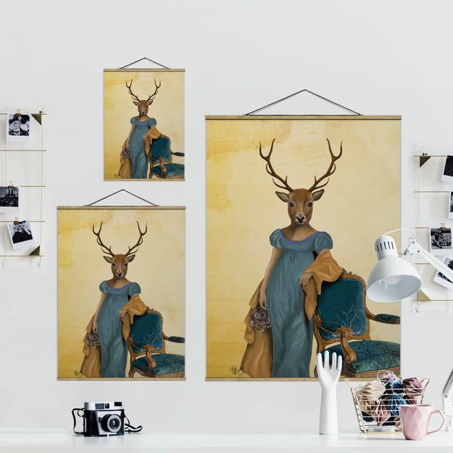 Foto su tessuto da parete con bastone - Ritratto di animali - cervi Lady - Verticale 4:3