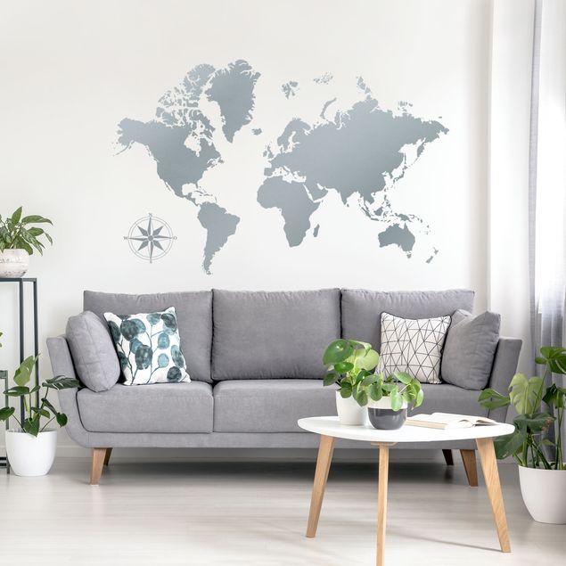 Adesivo murale - Dettagliata mappa del mondo