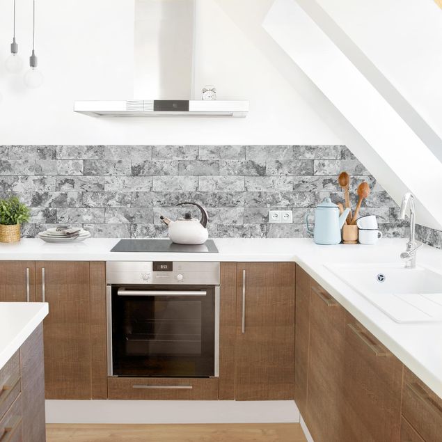 Rivestimenti cucina di plastica Muro di pietra in marmo naturale grigio
